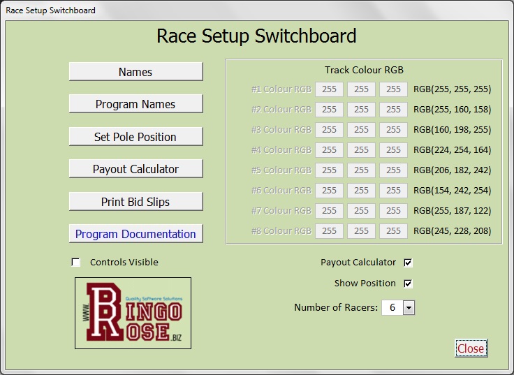 Race Setup Switchboard